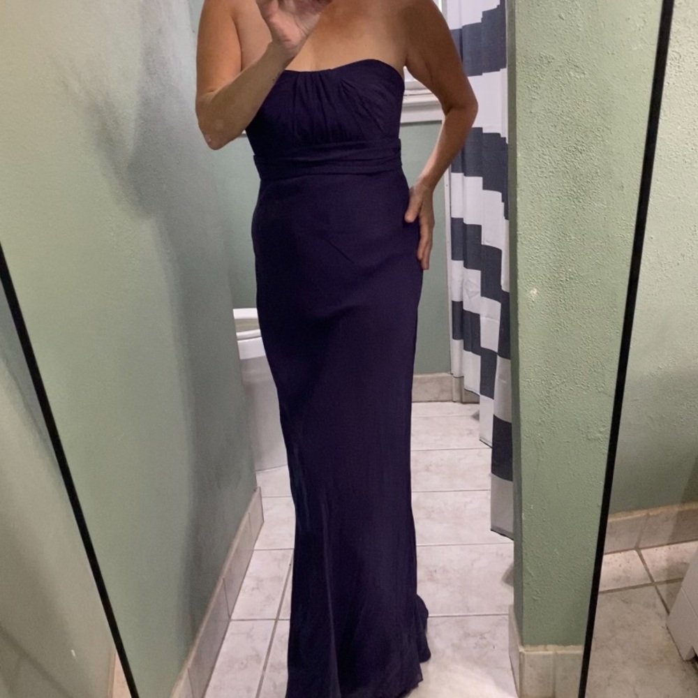 Strapless Navy Evening Gown